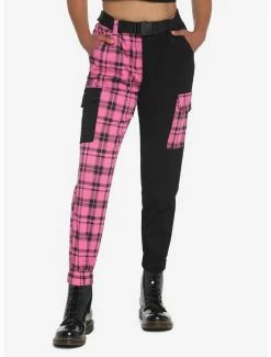 Flash Sale ✨ Pink Plaid Split Jogger Pants ✨