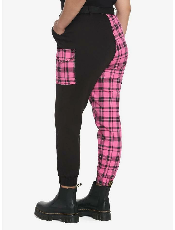 Outlet ⭐ Pink Plaid Split Jogger Pants Plus Size 🔥 4 Outlet ⭐ Pink Plaid Split Jogger Pants Plus Size 🔥 - Image 2
