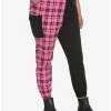 Outlet ⭐ Pink Plaid Split Jogger Pants Plus Size 🔥 -HT Style Outlet Store 17545188 hi
