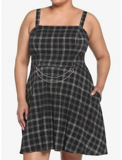 Brand new 🛒 Black & White Plaid Chain Skater 👗 Dress Plus Size 💯