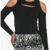 New ⌛ Black Cutout Cold Shoulder 👧 Girls Long-Sleeve Top 🌟 -HT Style Outlet Store 17557895 hi