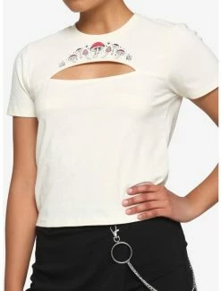 Budget 🔥 Mushroom Cutout 👧 Girls Crop T-Shirt 👏