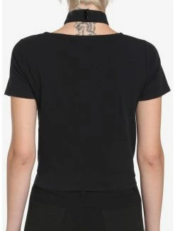 Cheap 👍 Black O-Ring Choker Crop 👧 Girls T-Shirt 🎁 -HT Style Outlet Store 17558257 av2