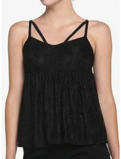 Best Pirce ๐งจ Black Skull Lace ๐ง Girls Babydoll Cami ๐