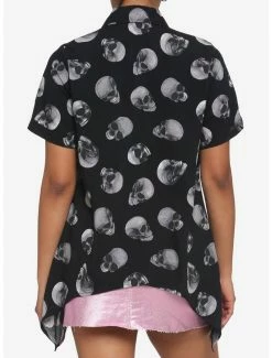 Discount 😉 Skull Shark Bite 👧 Girls Woven Button-Up 💯 -HT Style Outlet Store 17558349 av2