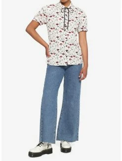 Outlet 😍 Mushroom Puff Sleeve 👧 Girls Woven Button-Up 🎁 -HT Style Outlet Store 17558379 av1