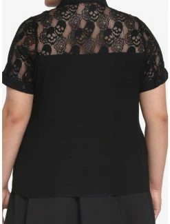 Flash Sale 🎁 Black Skull Lace 👧 Girls Woven Button-Up Plus Size 😀 -HT Style Outlet Store 17558418 av2