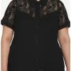 Flash Sale 🎁 Black Skull Lace 👧 Girls Woven Button-Up Plus Size 😀 -HT Style Outlet Store 17558418 hi