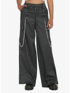 Outlet ๐ Black Pinstripe Wide Leg Pants โ