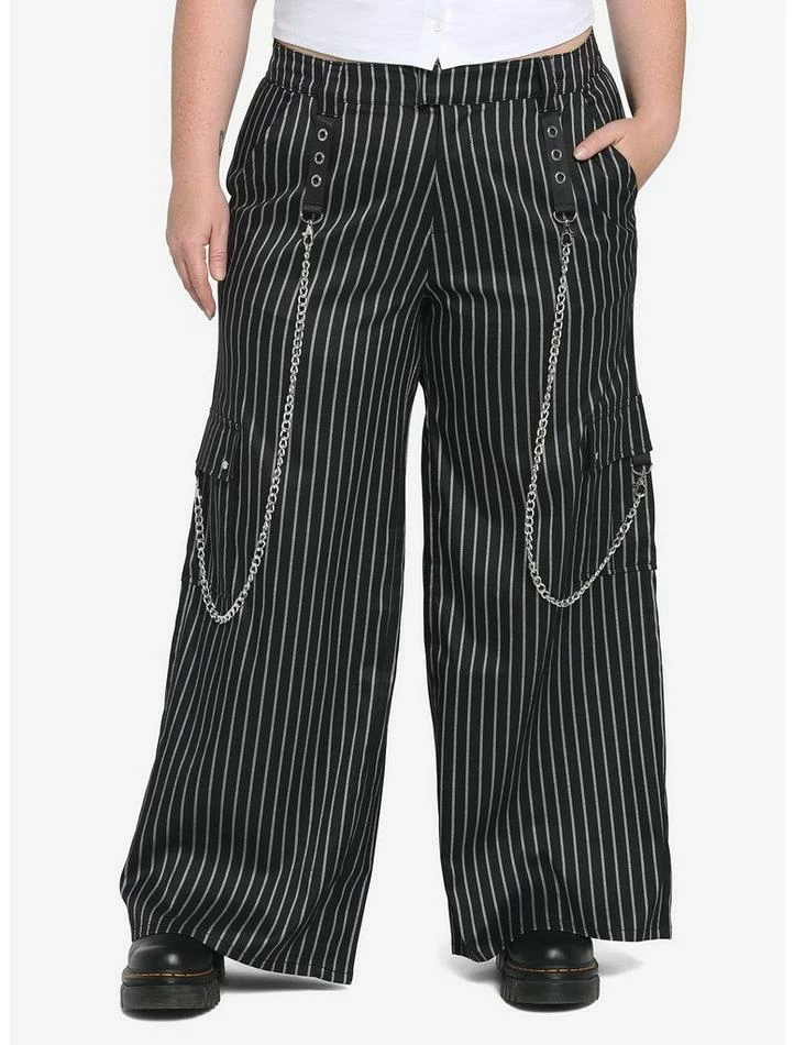 Best deal ❤️ Black Pinstripe Wide Leg Pants Plus Size ⌛ 3 Best deal ❤️ Black Pinstripe Wide Leg Pants Plus Size ⌛