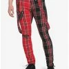 Flash Sale 😍 HT Denim Red & Black Double Plaid Suspender Stinger 👖 Jeans ✨ -HT Style Outlet Store 17604580 hi