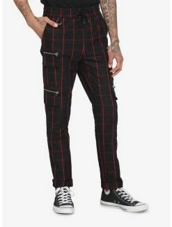 Best reviews of ⌛ Black & Red Grid Jogger Pants 🎁