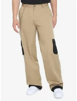 Deals 🎁 Black & Beige Contrast Wide Leg Pants 👍