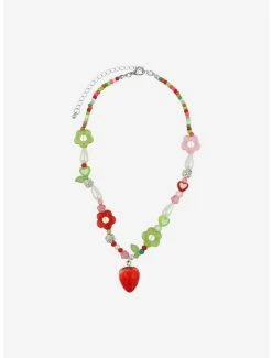 Wholesale 🛒 Flower Strawberry Charm Beaded Necklace 🎉 5 Wholesale 🛒 Flower Strawberry Charm Beaded Necklace 🎉 -HT Style Outlet Store 17621058 av1