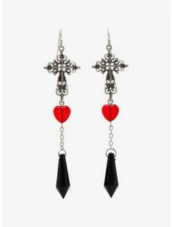 Cheapest 🥰 Cross Heart Crystal Drop Earrings 🛒