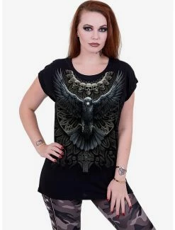 Best reviews of 🔥 Raven Skull Turnup Sleeve Loose Fit Tee ⌛ -HT Style Outlet Store 17636340 av1