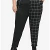 Budget 👍 Black & White Split Grid Pants Plus Size 🛒 -HT Style Outlet Store 17637213 hi