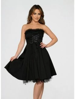 Wholesale 🛒 Black Strapless Lace Up Front 👗 Dress ⭐
