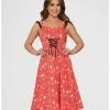 Best Pirce ⌛ Red Skulls Lace Up Front 👗 Dress ❤️ -HT Style Outlet Store 17659188 hi