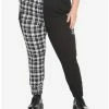 Hot Sale 👍 Black & White Plaid Split Cargo Jogger Pants Plus Size 🔥 -HT Style Outlet Store 17669565 hi