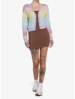 Hot Sale ⌛ Pastel Rainbow Boyfriend Fit 👧 Girls Crop Cardigan 🥰 -HT Style Outlet Store 17671464 av1