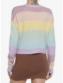 Hot Sale ⌛ Pastel Rainbow Boyfriend Fit 👧 Girls Crop Cardigan 🥰 -HT Style Outlet Store 17671464 av2