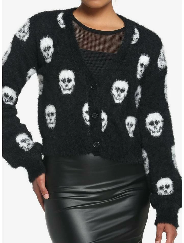 Discount 😍 Skulls Crop Fuzzy 👧 Girls Cardigan 💯 3 Discount 😍 Skulls Crop Fuzzy 👧 Girls Cardigan 💯