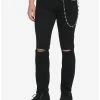 Buy 😉 Black Destructed Skinny 👖 Jeans With Side Chain 🛒 -HT Style Outlet Store 17688758 hi