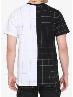 Cheap 😉 Black & White Split Grid T-Shirt ❤️ -HT Style Outlet Store 17722541 av2