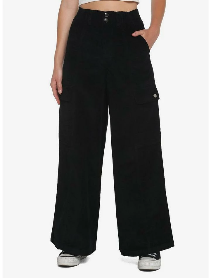 Best Pirce 😀 Black Corduroy Wide Leg Cargo Pants 🤩 3 Best Pirce 😀 Black Corduroy Wide Leg Cargo Pants 🤩