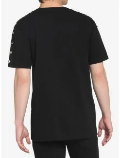 Cheapest 🎁 Black Grommet Sleeve T-Shirt 😀 -HT Style Outlet Store 17781169 av2
