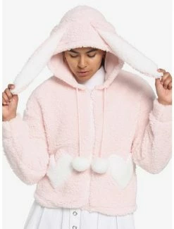 Best deal 🎉 Pink Bunny Sherpa 3D Ears 👧 Girls Hoodie 😍