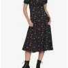 Hot Sale 🔔 Black & Red Rose Midi 👗 Dress 🌟 -HT Style Outlet Store 17791423 hi