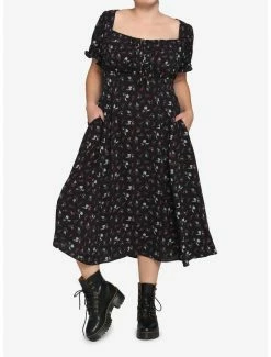 Deals ✨ Black & Red Rose Midi 👗 Dress Plus Size ⌛ -HT Style Outlet Store 17791431 av1