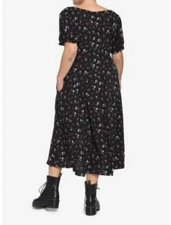 Deals ✨ Black & Red Rose Midi 👗 Dress Plus Size ⌛ -HT Style Outlet Store 17791431 av2