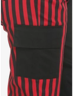Best Pirce 🧨 Black & Red Stripe Split Cargo Joggers With Belt 🎁 -HT Style Outlet Store 17888203 av2