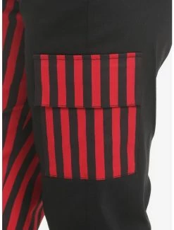 Best Pirce 🧨 Black & Red Stripe Split Cargo Joggers With Belt 🎁 -HT Style Outlet Store 17888203 av3