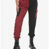 Best Pirce 🧨 Black & Red Stripe Split Cargo Joggers With Belt 🎁