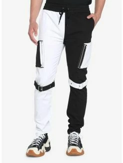 Buy 🛒 Black & White Split Jogger Pants 💯