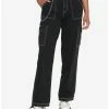 Flash Sale 🛒 Black Cargo Side Chain Carpenter Pants With Belt 🌟 2 Flash Sale 🛒 Black Cargo Side Chain Carpenter Pants With Belt 🌟 -HT Style Outlet Store 17891157 hi