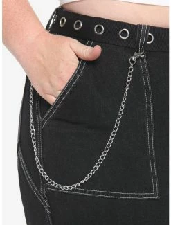 Deals 🔥 Black Cargo Side Chain Carpenter Pants With Belt Plus Size 😀 -HT Style Outlet Store 17891170 av2