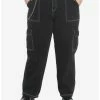 Deals 🔥 Black Cargo Side Chain Carpenter Pants With Belt Plus Size 😀 -HT Style Outlet Store 17891170 hi