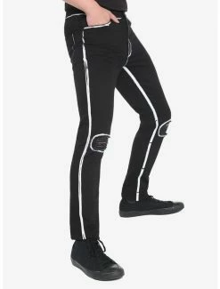 Coupon 🎉 Black & White Contrast Painted Skinny 👖 Jeans 😀 -HT Style Outlet Store 17891225 av3