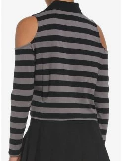 Top 10 ✔️ Black & Grey Stripe Cold Shoulder 👧 Girls Long-Sleeve Polo 👕 Shirt 🤩 -HT Style Outlet Store 17904078 av2