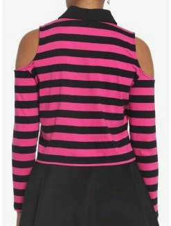 New 🔥 Black & Pink Stripe Cold Shoulder 👧 Girls Long-Sleeve Polo 👕 Shirt 😍 7 New 🔥 Black & Pink Stripe Cold Shoulder 👧 Girls Long-Sleeve Polo 👕 Shirt 😍 -HT Style Outlet Store 17904093 av2