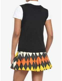Coupon 🛒 Orange Argyle 🎃 Halloween 👧 Girls Crop Sweater Vest 🎉 -HT Style Outlet Store 17904123 av2