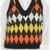 Outlet 🔥 Orange Argyle 🎃 Halloween 👧 Girls Crop Sweater Vest Plus Size 👏 -HT Style Outlet Store 17904131 hi