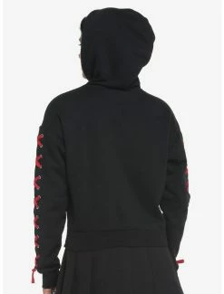 Promo 🔔 Black & Red Lace-Up 👧 Girls Hoodie 👏 -HT Style Outlet Store 17904153 av2