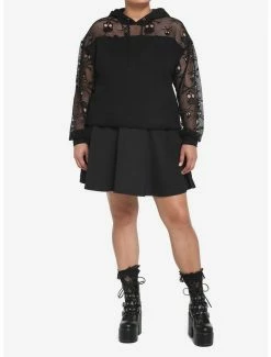 Best deal 💯 Skull & Crossbones Mesh 👧 Girls Hoodie Plus Size 😀 -HT Style Outlet Store 17904176 av1