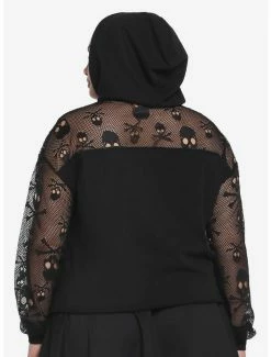 Best deal 💯 Skull & Crossbones Mesh 👧 Girls Hoodie Plus Size 😀 -HT Style Outlet Store 17904176 av2